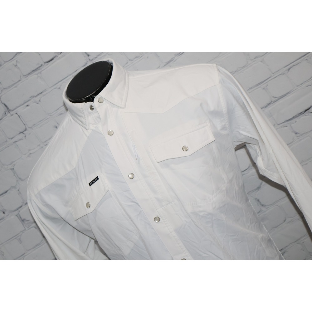 Poncho Shirt Mens Medium White Western Snap Performance Fishing Cowboy Vented